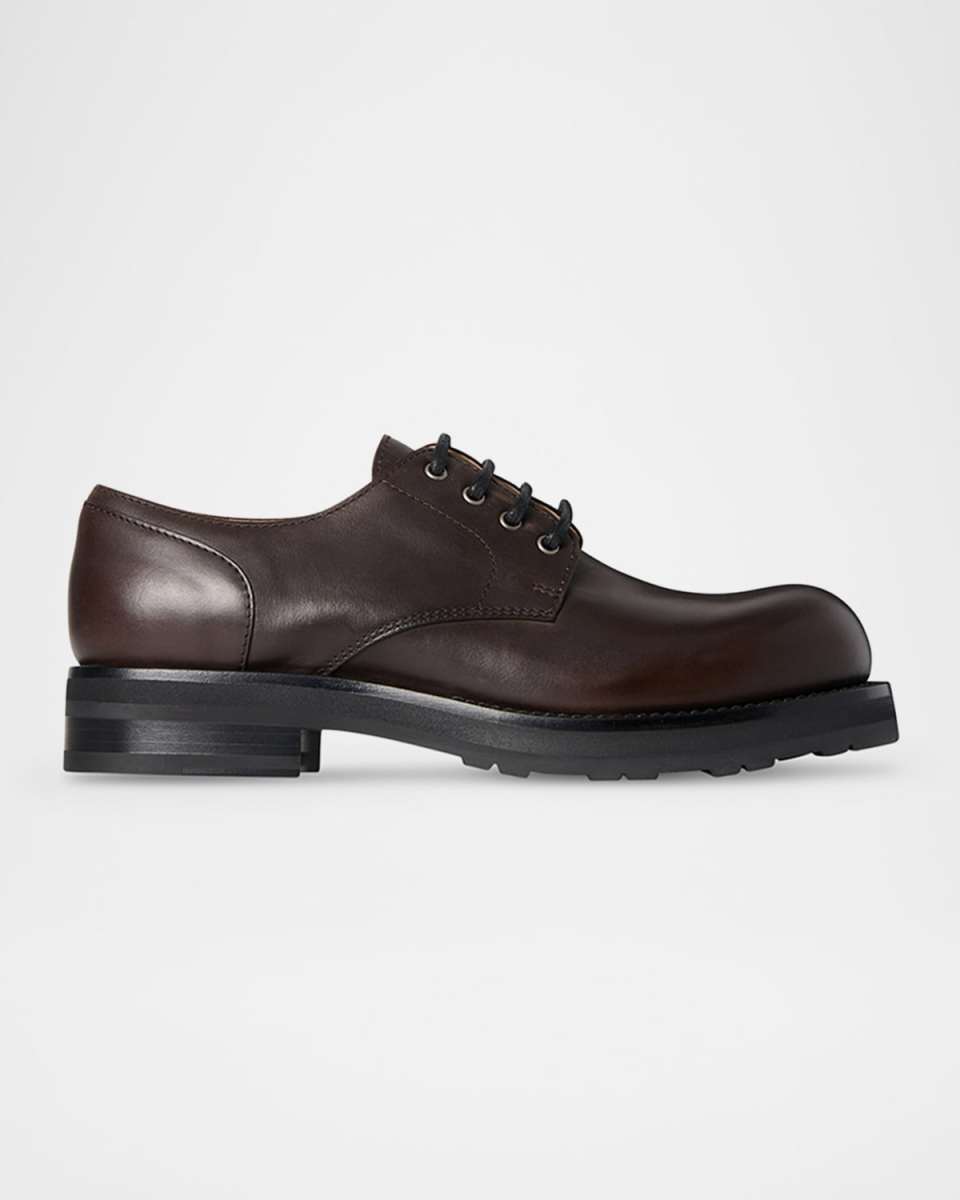 Leather Derby Lug-Sole Shoes